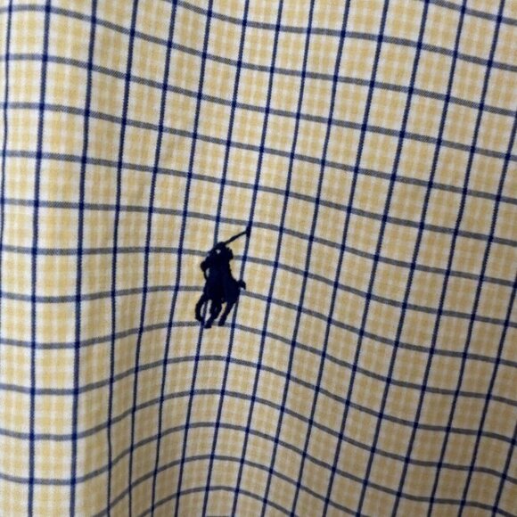 RALPH LAUREN Blake 100% Cotton Yellow Plaid Button Down Pony Logo Long Sleeve XL - Picture 4 of 4